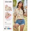 image:imageGRACE KARIN Womens Boho Tops Summer Spring Cotton Floral Blouses Short Sleeve Print Shirts V Neck Beach Vacation Clothes 2026Beige Plaid Floral