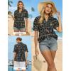 image:imageGRACE KARIN Womens Boho Tops Summer Spring Cotton Floral Blouses Short Sleeve Print Shirts V Neck Beach Vacation Clothes 2026Black Plaid Floral