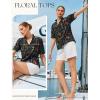image:imageGRACE KARIN Womens Boho Tops Summer Spring Cotton Floral Blouses Short Sleeve Print Shirts V Neck Beach Vacation Clothes 2026Black Plaid Floral