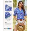 image:imageGRACE KARIN Womens Boho Tops Summer Spring Cotton Floral Blouses Short Sleeve Print Shirts V Neck Beach Vacation Clothes 2026Blue Wave Floral