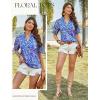 image:imageGRACE KARIN Womens Boho Tops Summer Spring Cotton Floral Blouses Short Sleeve Print Shirts V Neck Beach Vacation Clothes 2026Blue Wave Floral