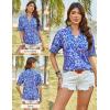 image:imageGRACE KARIN Womens Boho Tops Summer Spring Cotton Floral Blouses Short Sleeve Print Shirts V Neck Beach Vacation Clothes 2026Blue Wave Floral