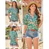 image:imageGRACE KARIN Womens Boho Tops Summer Spring Cotton Floral Blouses Short Sleeve Print Shirts V Neck Beach Vacation Clothes 2026Green Wave Floral