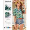 image:imageGRACE KARIN Womens Boho Tops Summer Spring Cotton Floral Blouses Short Sleeve Print Shirts V Neck Beach Vacation Clothes 2026Green Wave Floral