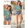 image:imageGRACE KARIN Womens Boho Tops Summer Spring Cotton Floral Blouses Short Sleeve Print Shirts V Neck Beach Vacation Clothes 2026Green Wave Floral
