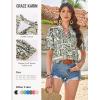 image:imageGRACE KARIN Womens Boho Tops Summer Spring Cotton Floral Blouses Short Sleeve Print Shirts V Neck Beach Vacation Clothes 2026Green White Folk Floral