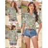 image:imageGRACE KARIN Womens Boho Tops Summer Spring Cotton Floral Blouses Short Sleeve Print Shirts V Neck Beach Vacation Clothes 2026Green White Folk Floral