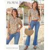 image:imageGRACE KARIN Womens Boho Tops Summer Spring Cotton Floral Blouses Short Sleeve Print Shirts V Neck Beach Vacation Clothes 2026Khaki Wave Floral