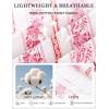 image:imageGRACE KARIN Womens Boho Tops Summer Spring Cotton Floral Blouses Short Sleeve Print Shirts V Neck Beach Vacation Clothes 2026Pink White Striped Floral
