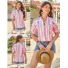image:imageGRACE KARIN Womens Boho Tops Summer Spring Cotton Floral Blouses Short Sleeve Print Shirts V Neck Beach Vacation Clothes 2026Pink White Striped Floral