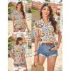 image:imageGRACE KARIN Womens Boho Tops Summer Spring Cotton Floral Blouses Short Sleeve Print Shirts V Neck Beach Vacation Clothes 2026White Orange Hexagonal Floral