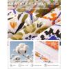 image:imageGRACE KARIN Womens Boho Tops Summer Spring Cotton Floral Blouses Short Sleeve Print Shirts V Neck Beach Vacation Clothes 2026White Orange Hexagonal Floral