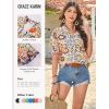 image:imageGRACE KARIN Womens Boho Tops Summer Spring Cotton Floral Blouses Short Sleeve Print Shirts V Neck Beach Vacation Clothes 2026White Orange Hexagonal Floral