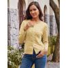 image:imageGRACE KARIN Womens Long Sleeve Button Up Cable Knit Cardigan Lightweight 2026 Crewneck Button Down Sweaters for WomenButter Yellow