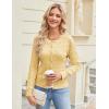 image:imageGRACE KARIN Womens Long Sleeve Button Up Cable Knit Cardigan Lightweight 2026 Crewneck Button Down Sweaters for WomenButter Yellow