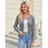 image:imageGRACE KARIN Womens Long Sleeve Button Up Cable Knit Cardigan Lightweight 2026 Crewneck Button Down Sweaters for WomenLight Heather Gray