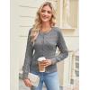 image:imageGRACE KARIN Womens Long Sleeve Button Up Cable Knit Cardigan Lightweight 2026 Crewneck Button Down Sweaters for WomenLight Heather Gray
