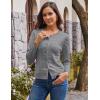 image:imageGRACE KARIN Womens Long Sleeve Button Up Cable Knit Cardigan Lightweight 2026 Crewneck Button Down Sweaters for WomenLight Heather Gray