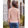 image:imageGRACE KARIN Womens Long Sleeve Button Up Cable Knit Cardigan Lightweight 2026 Crewneck Button Down Sweaters for WomenLight Pink