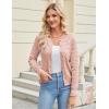 image:imageGRACE KARIN Womens Long Sleeve Button Up Cable Knit Cardigan Lightweight 2026 Crewneck Button Down Sweaters for WomenLight Pink
