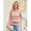 image:imageGRACE KARIN Womens Long Sleeve Button Up Cable Knit Cardigan Lightweight 2026 Crewneck Button Down Sweaters for WomenLight Pink