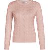 image:imageGRACE KARIN Womens Long Sleeve Button Up Cable Knit Cardigan Lightweight 2026 Crewneck Button Down Sweaters for WomenLight Pink