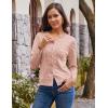 image:imageGRACE KARIN Womens Long Sleeve Button Up Cable Knit Cardigan Lightweight 2026 Crewneck Button Down Sweaters for WomenLight Pink