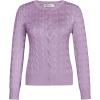image:imageGRACE KARIN Womens Long Sleeve Button Up Cable Knit Cardigan Lightweight 2026 Crewneck Button Down Sweaters for WomenLight Purple