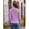 image:imageGRACE KARIN Womens Long Sleeve Button Up Cable Knit Cardigan Lightweight 2026 Crewneck Button Down Sweaters for WomenLight Purple