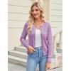 image:imageGRACE KARIN Womens Long Sleeve Button Up Cable Knit Cardigan Lightweight 2026 Crewneck Button Down Sweaters for WomenLight Purple