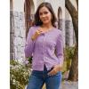 image:imageGRACE KARIN Womens Long Sleeve Button Up Cable Knit Cardigan Lightweight 2026 Crewneck Button Down Sweaters for WomenLight Purple