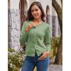 image:imageGRACE KARIN Womens Long Sleeve Button Up Cable Knit Cardigan Lightweight 2026 Crewneck Button Down Sweaters for WomenLight Sage Green