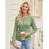 image:imageGRACE KARIN Womens Long Sleeve Button Up Cable Knit Cardigan Lightweight 2026 Crewneck Button Down Sweaters for WomenLight Sage Green