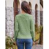 image:imageGRACE KARIN Womens Long Sleeve Button Up Cable Knit Cardigan Lightweight 2026 Crewneck Button Down Sweaters for WomenLight Sage Green