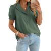 image:imageGRACE KARIN Womens 2026 Summer Short Sleeve Tops Dressy Casual V Neck Blouses Trendy Button Down Shirts Work OfficeArmy Green