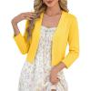 image:imageGRACE KARIN Womens 34 Sleeve Cropped Cardigan Sweater Lightweight Open Front Dressy Causal Shrug Spring FashionBright Yellow