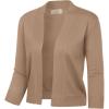 image:imageGRACE KARIN Womens 34 Sleeve Knit Cropped Cardigan Sweaters Open Front Bolero Shrugs Sweater Tops S3XLKhaki