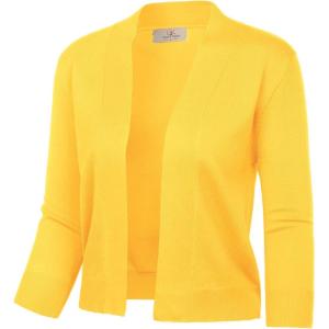 image:imageGRACE KARIN Women Cardigan Sweaters Lightweight Knit Cropped Cardigans Trendy 34 Sleeve Shrug Bolero S3XL12yellow