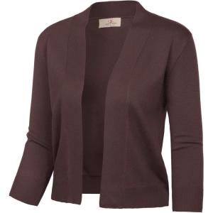 image:imageGRACE KARIN Women Cardigan Sweaters Lightweight Knit Cropped Cardigans Trendy 34 Sleeve Shrug Bolero S3XLCoffee