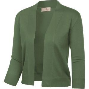 image:imageGRACE KARIN Women Cardigan Sweaters Lightweight Knit Cropped Cardigans Trendy 34 Sleeve Shrug Bolero S3XLDark Olive Green