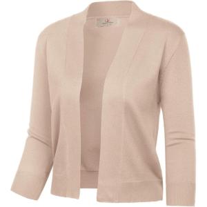 image:imageGRACE KARIN Women Cardigan Sweaters Lightweight Knit Cropped Cardigans Trendy 34 Sleeve Shrug Bolero S3XLKhaki