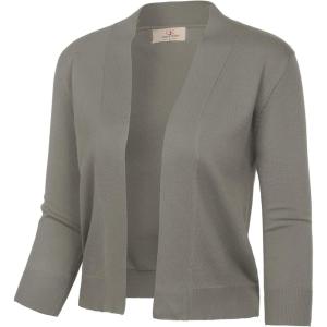 image:imageGRACE KARIN Women Cardigan Sweaters Lightweight Knit Cropped Cardigans Trendy 34 Sleeve Shrug Bolero S3XLKhaki Grey