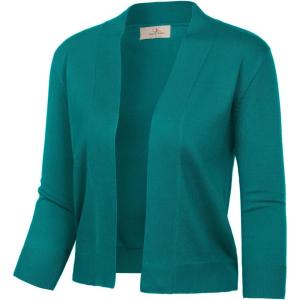image:imageGRACE KARIN Women Cardigan Sweaters Lightweight Knit Cropped Cardigans Trendy 34 Sleeve Shrug Bolero S3XLPeacock Blue