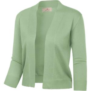 image:imageGRACE KARIN Women Cardigan Sweaters Lightweight Knit Cropped Cardigans Trendy 34 Sleeve Shrug Bolero S3XLSage Green