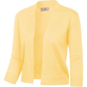 image:imageGRACE KARIN Womens 34 Sleeve Knit Cropped Cardigan Sweaters Open Front Bolero Shrugs Sweater Tops S3XLButter Yellow