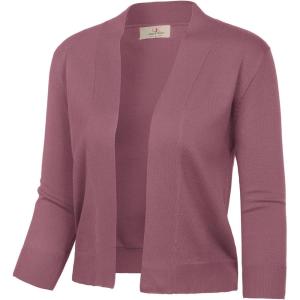 image:imageGRACE KARIN Womens 34 Sleeve Knit Cropped Cardigan Sweaters Open Front Bolero Shrugs Sweater Tops S3XLDusty Rose
