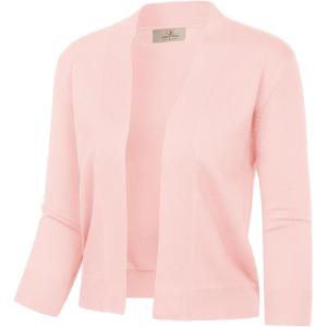 image:imageGRACE KARIN Womens 34 Sleeve Knit Cropped Cardigan Sweaters Open Front Bolero Shrugs Sweater Tops S3XLLight Baby Pink