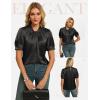 image:imageGRACE KARIN 2026 Women Satin Tops Short Sleeve Blouse Mock Neck Work Silk Shirts Business Casual OutfitsBlack