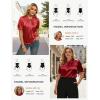 image:imageGRACE KARIN 2026 Women Satin Tops Short Sleeve Blouse Mock Neck Work Silk Shirts Business Casual OutfitsBurgundy