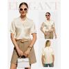 image:imageGRACE KARIN 2026 Women Satin Tops Short Sleeve Blouse Mock Neck Work Silk Shirts Business Casual OutfitsChampagne